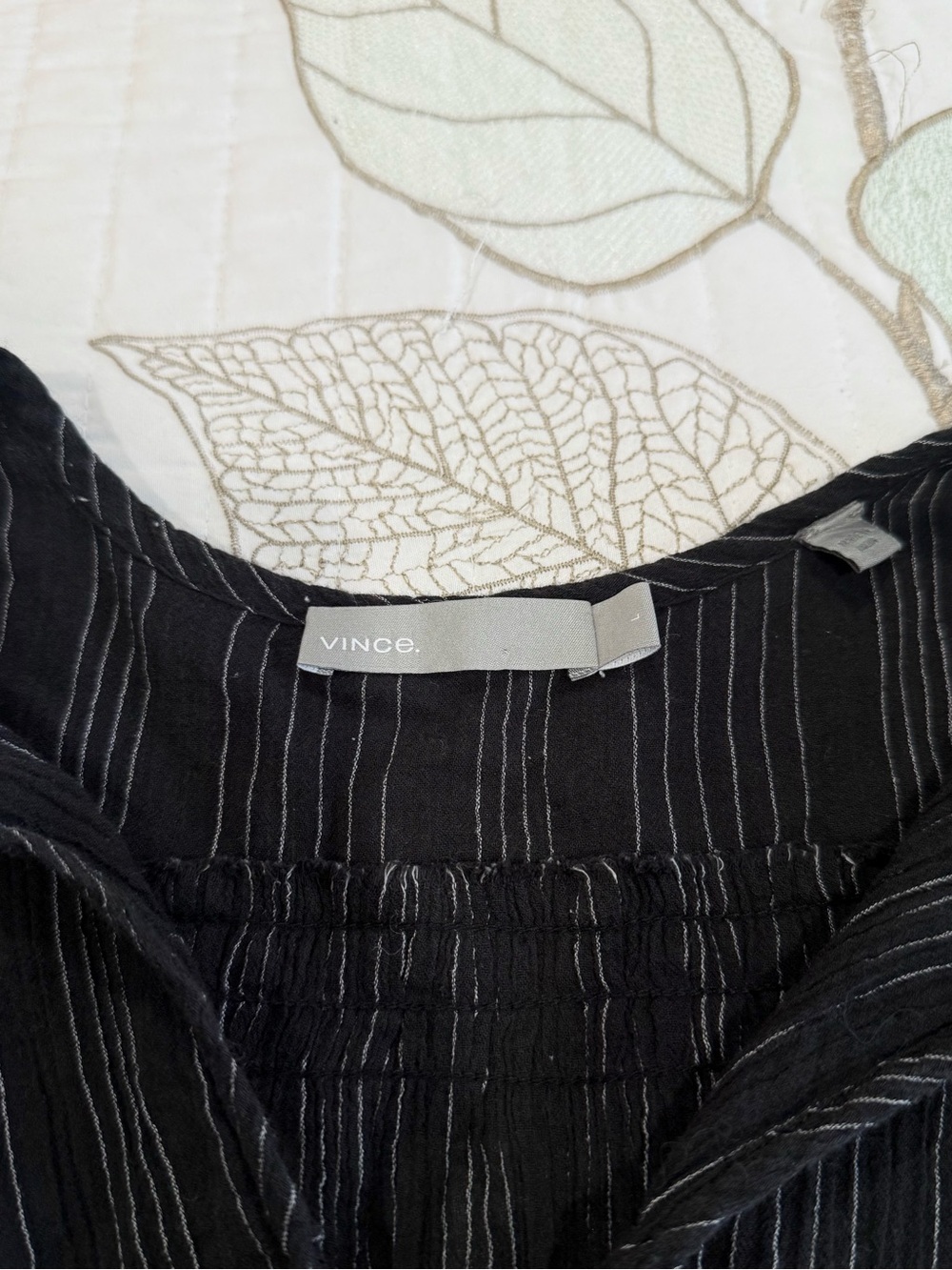 Vince Variegated Vertical Stripe Black & White Flowy Blouse - Picture 5 of 5